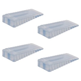 MroMax 4Pcs Door Stop 95x40x15mm Heavy Duty Simple Doorstop Floor Mount Solid Rubber Pad for Home Office Hotel Workstation Carpet Hardwood or Tile Large Clear