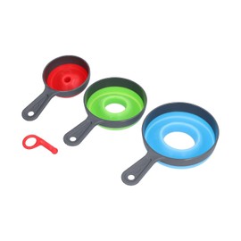 Aramox Juego de Embudos Plegables de 3 Piezas Embudo de Cocina de Silicona y ABS Mini Embudo en 3 Tamaños para Transferir Líquidos e Ingredientes Secos Ahorro de Espacio Fácil de Limpiar para