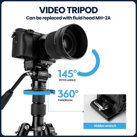Fotopro 60" Carbon Fiber Camera Tripod for Travel, Detachable Monopod, Ball Head with Quick Release Plate for DSLR, Lightweight Compact Tripod Stand with Bag, Max Load 8kg/17.6 lbs, X-Go Carbon E 2