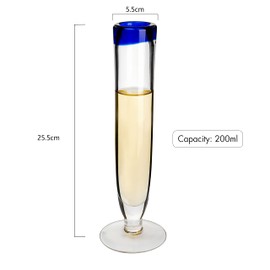Tall Recycled Champagne Flutes - Set of 4 - Mexican Hand Blown Cobalt Blue Rim Flute – Luxury Mexican Thick Glassware 7oz, Juice & Cocktail Drinking Glass Holiday Celebration, Weddings, Anniversary