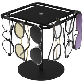 Sertay Acrylic Glasses Stand, Black Glasses Organiser, Sunglasses Storage Table, Sunglasses Holder, Rotating Glasses Stand, Suitable for Glasses, Sunglasses, Watches and Bracelets
