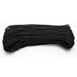 25Ft 50Ft 100Ft (25+ Colors) Paracord Para cord 550 Cord Nylon Type III MIL-C-5040H (Black, 25' Feet)