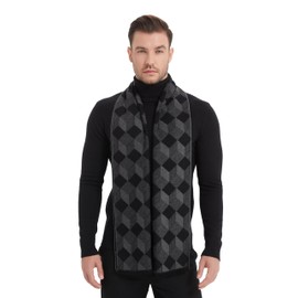 EP Mode Men's Winter Scarf, Cashmere Feel, Super Soft & Warm (Cube Black Grey)
