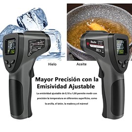 Termometro Infrarojo, Pistola de Temperatura Láser Digital Sin Contacto, -58   1022  (-50   550 ), Emisividad Ajustable, con Pantalla LCD para Cocina 