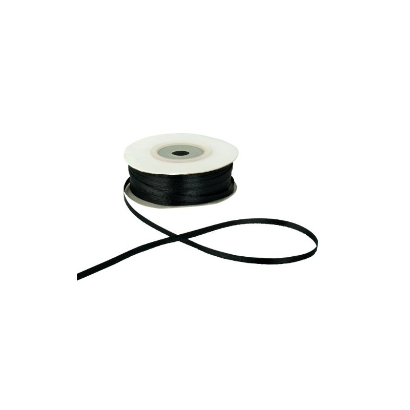 3mm x 40m Black Double Sided Satin Ribbon