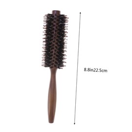 FRCOLOR Boar Bristle Round Hair Brush with Wooden Handle for Styling and Curling 12 Inch for Women Hair Drying and Straightening