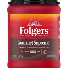 Folgers Gourmet Supreme Medium Dark Roast Ground Coffee, 9.6 Ounces (Pack of 6)