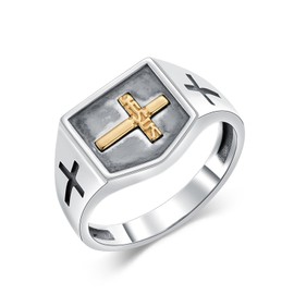 Lattd Cross Signet Ring for Men Size 9/10/11 In 925 Sterling Silver Christian Cross Ring Jewelry, Sterling Silver, No Gemstone