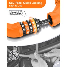 Sportneer Bike Lock - High Security Bicycle Chain Lock 5-Digit Resettable Combination Anti-Theft Bicycle Lock Bike Accessories for Bicycle, Motorcycle, Scooter, Door