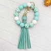 Phamines Wristlet Keychain Women,Cow Wood Beads Silicone Beaded Keyring Bracelet,Elastic