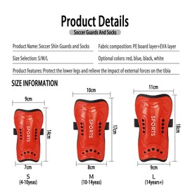 STLTYYP Soccer Shin Guards and Socks for Kids Youth Lightweight Protective Defender Gear for 4-18 Years Old Toddler Children Boys Girls Soccer Equipment(M, Red)
