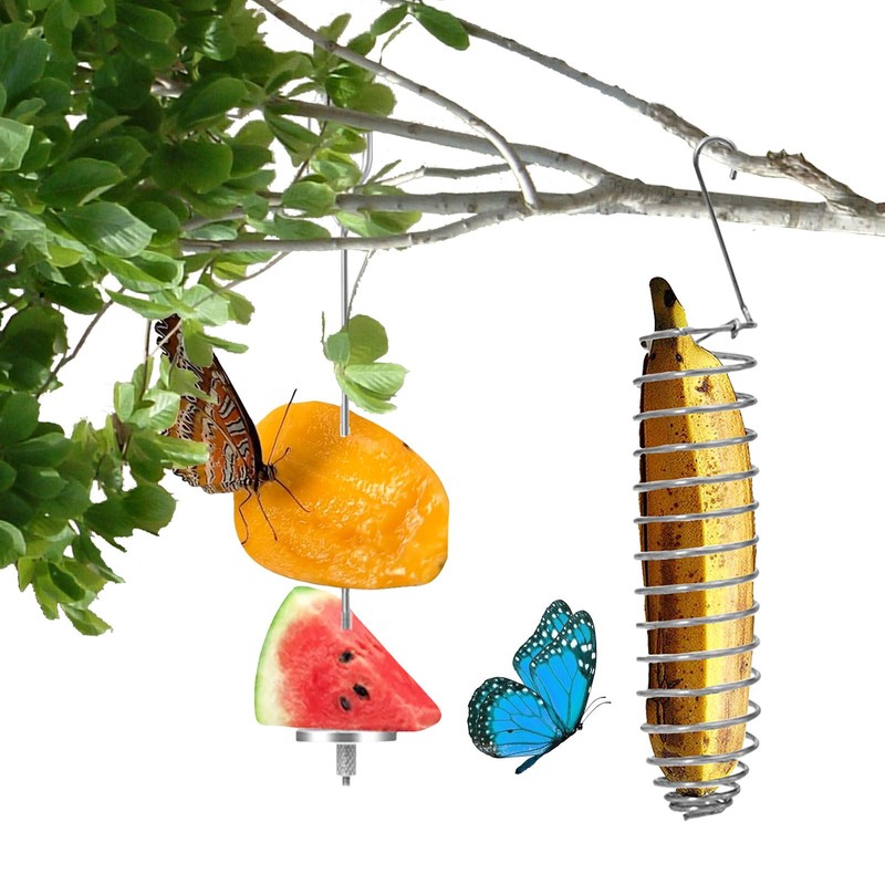 4Pcs Butterfly Feeders for Outdoors, Outside Bird Fruit Holder, Hangable