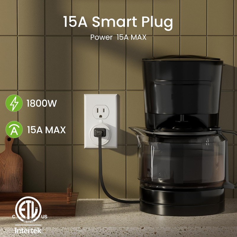 GHome Smart Plug Matter 15A, WiFi Smart Plugs Compatible with