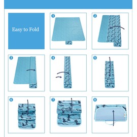 Waterproof Picnic Outdoor Blanket Extra Large Handy Mat Tote 79"x57" Durable Oxford Foldable Outdoor Picnic Mat Tote Bag Sand Proof Great for Outdoor Beach, Hiking Camping on Grass (Blue and Orange)