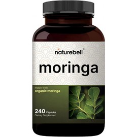 NatureBell Moringa 8,00mg Per Serving - 240 Capsules - Organic Moringa for Daily Immune, Energy & Skin Health Support* - Green Superfood - 3rd Party Tested, Non-GMO & Gluten-Free