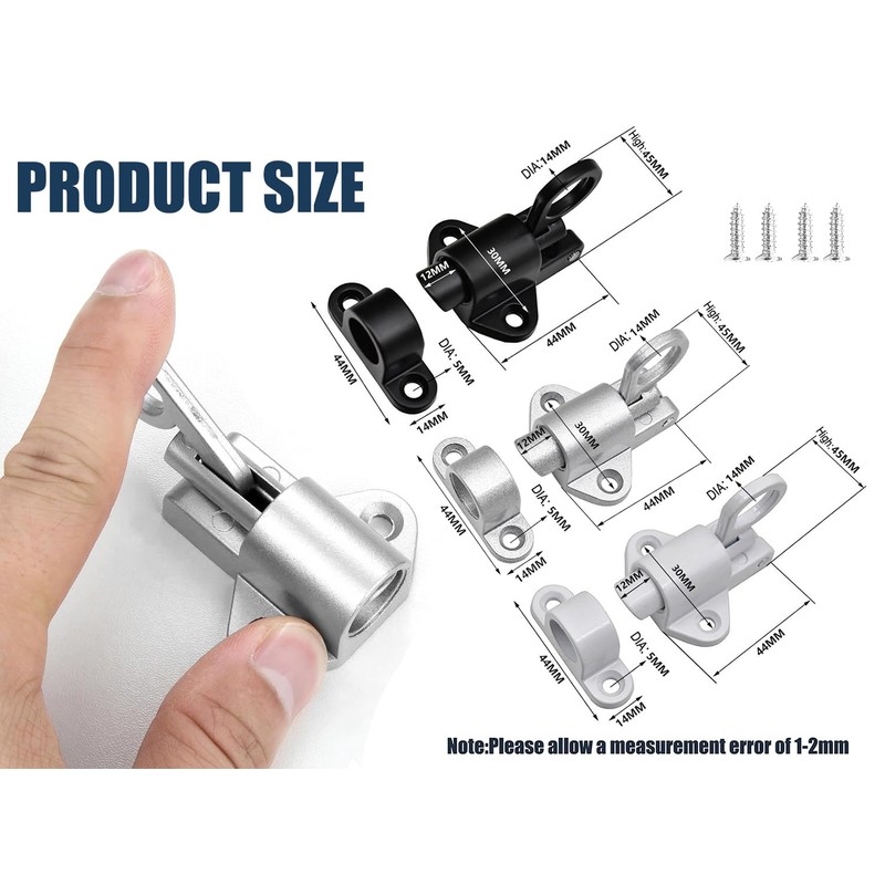 Litensh Self-Closing Latch, Spring Door Lock Latch，Resilient Bolt Latch, Spring