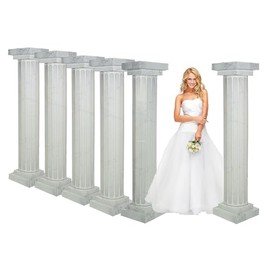 Fun Express Marble Look Fluted Pillars Cardboard Columns 6 Pack - Premium 6 Ft Wedding Decorations for Ceremony Backdrop | Party & Prom Decor Photo Booth Props | White Stand-Up Event Pillars