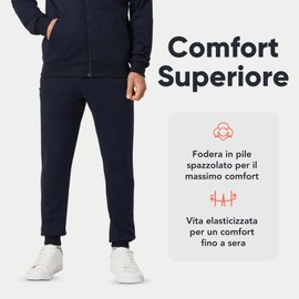 FM London Pantaloni Tuta Uomo - con Tasche con Zip Ottime per Uso Quotidiano e Sport