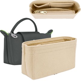 Gastinsave Bag Organizer Insert for longchamp le pliage tote bag organizer Handbags backpack organizer insert(beige-XS)
