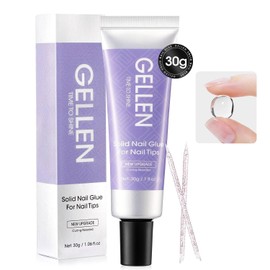 Gellen Solid Nail Glue Gel, 30g Nail Glue for Press On Nails, UV Nail Glue for Nail Tips Super Strong Solid Nail Glue for Acrylic Nails, UV/LED Lamp Cured
