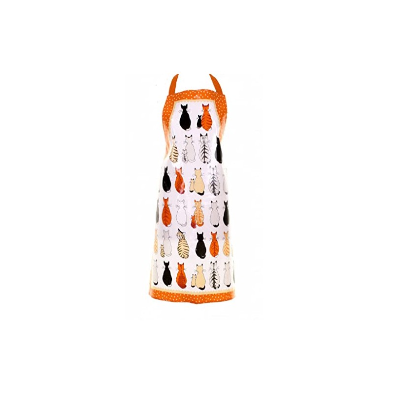 Ulster Weavers Cats in Waiting Apron - PVC/Oilcloth Cotton Orange