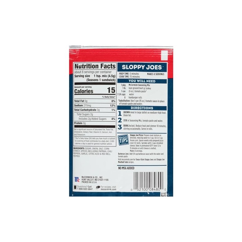 McCormick Sloppy Joes Seasoning Mix 1.31 Oz - 6 Pack