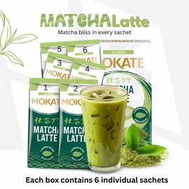 Instant Coffee Sachets Bundle │Includes: 2x Mokate Coffee Sachets Matcha Latte Clasic (84g each)│ Bundled with 1x Stainless Little Spoon by Donny & Dev