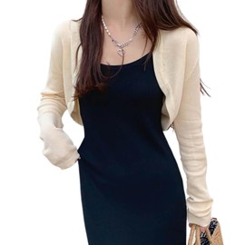 Fourfivesix Haru Cardigan, Thin, Short Length, Women's, Summer Knit, Long Sleeves, Shrug Cardigan, Clean, Spring/Summer, Sun Protection, Cooling Protection, Solid, Office, Casual, Work or School, Body