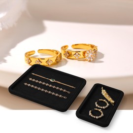 Oirlv Microfiber Jewelry Display Tray Jewelry Display Flat Tray for Rings Earrings Necklace Bracelet Jewelry Photograph Display Catchall （S,Black）