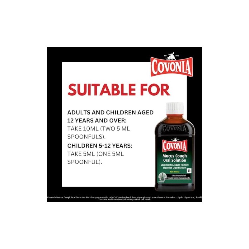 Covonia Mucus Cough Oral Solution, Loosens Chesty Coughs, 300ml