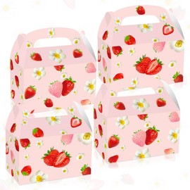 BACH AND BOOZY Strawberry Party Favor Boxes Strawberry Boxes Goodies Treat Candy Bags for Berry Strawberry Birthday Baby Shower Decor Supplies