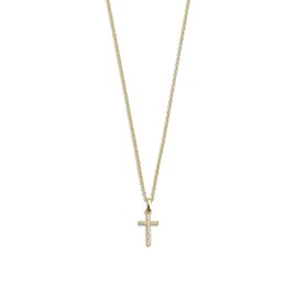 XENOX® Women's Cross Necklace Made of High-Quality 925 Sterling Silver with Cross Pendant, Sterling Silver, Cubic Zirconia