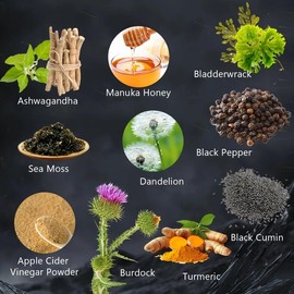 Niwedah Sea Moss Gummies with Bladderwrack & Burdock Root – 3000mg Superfood Complex, 60 Vegan Gummies for Immune Support, Energy & Daily Wellness