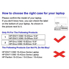 Honeymoon Protective Case Cover for HP Envy X360 15-EDxxx/15-EExxx/15-EWxxx/15-EYxxx/15-EPxxx/15-ESxxx/15-EUxxx 15.6 Inch Series, PU Leather Folio Hard Shell Case Cover,S034-15-Black