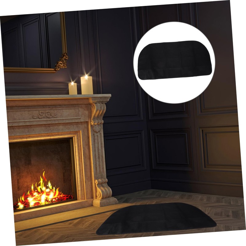Kisangel Fireproof Half Fireplace Mat Durable Flame Retardant Rug for