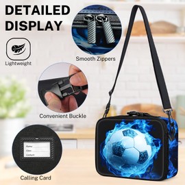 ZHIMEBYE Kids Lunch Box for Boys - Soccer Boys Lunch Bag,Insulated Sports Lunchbox with Adjustable Shoulder Strap & Name Tag,Reusable Portable Lunchbox for School Picnic Hiking