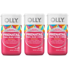 Olly 3x OLLY Ultra Strength PRENATAL Folic Acid + DHA Multivitamin Dietary Supplement