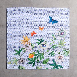 Maison d' Hermine Napkin 100% Cotton Set of 4 Decorative Washable Table Cloth Napkins, Dining, Home, Wedding, Banquet, Buffet, Passiflora - Spring/Summer (20”x20”)
