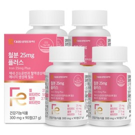 Daewoong Life Science Iron 25mg Plus 90 Tablets, 4 Boxes (12-Month Supply) / High-Dose Non-Heme Iron for Pregnant Women, Vitamin C, Vitamin D / 대웅생명과학 철분 25mg 플러스 90정 4박스 12개월분  임산부 고함량 비헴철 비타민C 비타민D