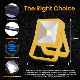 AlltroLite Stance 2-Pack Magnetic LED Work Light | 200 lumens Outdoor LED Flood Light with Swivel 360° Adjustable Stand & Magnetic Base | Working Lights for Car Repair, Workshop, Home