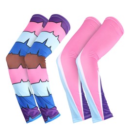 2 Pairs Arm Sleeves for Youth, Sport Sun Protection Cooling Compression Sleeves Video Game Themed Party Favors Kids Teenagers Football Baseball Basketball Volleyball Accessories (33x10x8cm)