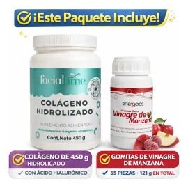 Colageno Hidrolizado 450g Gomitas Vinagre Manzana Sabor