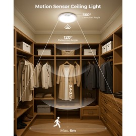 BLNAN Rechargeable Motion Sensor Ceiling Light with Remote, Dimmable Closet Light, LED Shower Lights, Waterproof Battery Operated Ceiling Light for Closet Shower Stairs Shed Hallway Porch