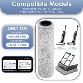 【Version 2, Detachable】(4 Pack) S7 Pro Brush Rollers and HEPA Filters Compatible With Tineco Floor One S7 Pro, Floor One S6 Wet Dry Vacuum Cleaner (Excluding Handle)