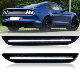 Nrgedzam LED Side Marker Lights Rear Fender Marker Reflectors Lamps Compatible with 2015-2022 Ford Mustang GT White Smoked Lens 2PCS