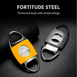 CIGARLOONG Cigar Cutter and Lighter Set Yellow Double Blade Classic Cigar Guillotine and Refillable 3 in 1 Lighter