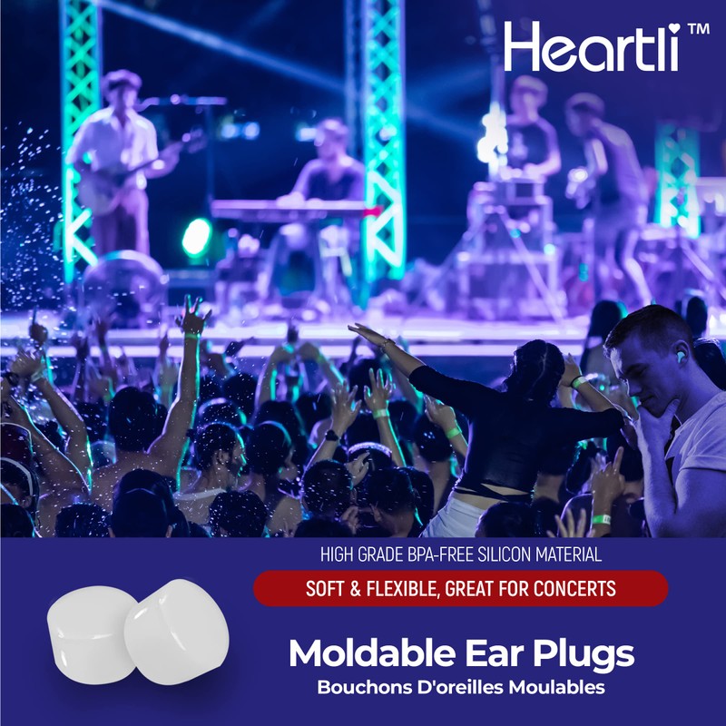 Heartli Premium Moldable Ultra Soft Silicon Ear Plugs Max Comfort