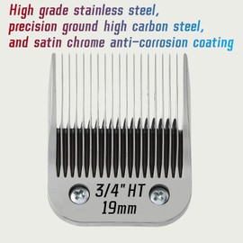 YAZIYIR Detachable Pet Dog Grooming Ceramic Blade, Compatible with Ainds, Oster A5, Wahl KM-10 and Other Series Clippers, Size: 9.5~19mm Cut Length, Chrome. Sliver 4Pack.