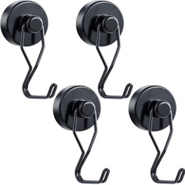 Homion Magnetic Hook, Stainless Steel, Set of 4, Load Capacity Vertical/Horizontal 66.1/22 lbs (30/10kg), Corrosion- & Rust-Resistant, Refrigerators, Hallways, Bathrooms, Wall Decor, Keychain