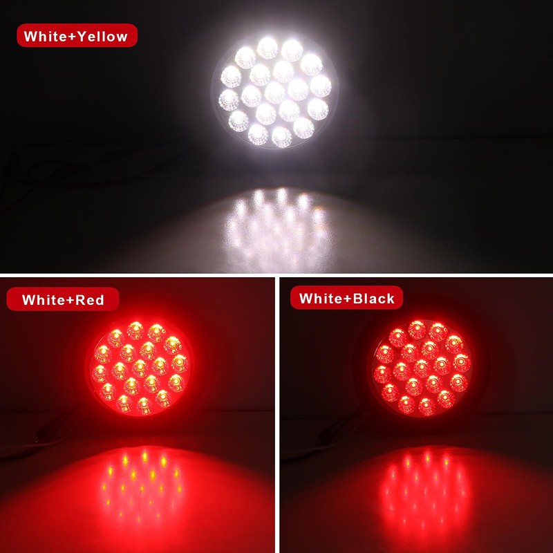 Partswcgg 4Pcs 4" Round Red Stop Turn Tail Lights to